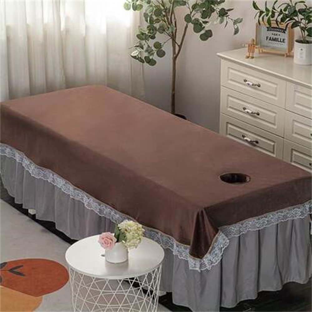 Beauty Salon Spa Massage Table Cloth Breathable Beauty Salon Massage SPA Center Bed Sheets Fully Wrap Around Sides Facial Bed Cover With Face Hole Pure Color For Beauty Salon Spa-E 47x87inch(120x220cm