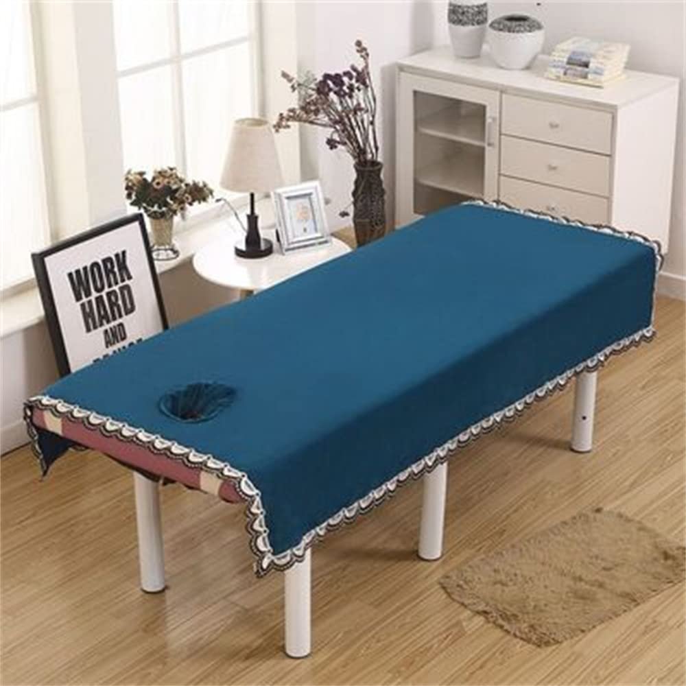 Facial Bed Cover with Face Hole Breathable Massage Table Sheet Solid Color Massage Sheet Cover Soft Massage Bed Cover Oil-Resistant Massage Bed Sheet Washable with Breathing Hole-F 31x75inch(80x190cm