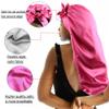 greatremy Braids Bonnet Extra Large Long Hair Braid Bonnet Scrunchie Behind Ear Double Layer Silky Satin Sleep Scarf Bonnet Cap with tie Band for Women Rose view 2