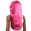 greatremy Braids Bonnet Extra Large Long Hair Braid Bonnet Scrunchie Behind Ear Double Layer Silky Satin Sleep Scarf Bonnet Cap with tie Band for Women Rose view 4