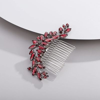 Chargances Bridal Crystal Hair Comb Red Wedding Rhinestone Hair Side Comb Fashion Handmade Hair Accessories for Bride Wedding Prom Flower Girl Headpieces (Red)