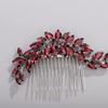 Chargances Bridal Crystal Hair Comb Red Wedding Rhinestone Hair Side Comb Fashion Handmade Hair Accessories for Bride Wedding Prom Flower Girl Headpieces (Red) view 3