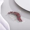 Chargances Bridal Crystal Hair Comb Red Wedding Rhinestone Hair Side Comb Fashion Handmade Hair Accessories for Bride Wedding Prom Flower Girl Headpieces (Red) view 4