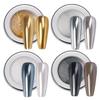 Pretty Diva Chrome Nail Powder Set- 4 Jars Chrome Powder Nail Art Mirror Effect Metallic Nails Chrome Powder, Gold Silver Black and White Pearl Chrome Powders Pigment for Nails view 1