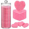 Sieral 120 Pcs Compressed Facial Sponges with Container Disposable Face Sponge Pads for Washing Face Cleansing Exfoliating Esthetician Makeup Removal(Heart,Pink) view 1
