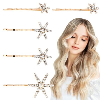 5Pcs Star Hair Clips Sparkly Hair Pins Metal Alloy Rhinestone Bobby Pins Hair Accessories for Woman