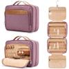 Travel Hanging Toiletry Bag for Women, Extra Large Makeup Bag, Holds Full-Size Shampoo, with Jewelry Organizer Compartment, Waterproof Cosmetic Bag, Toiletries Kit Set with Trolley Belt, Dark Purple view 1