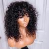 RHEANNA Curly Human Hair Wigs With Bangs 180 Density Glueless Water Wave Bang Wig Human Hair For Black Women Natural Black Machine Made Wig With Bangs 22inch view 1