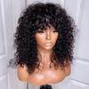 RHEANNA Curly Human Hair Wigs With Bangs 180 Density Glueless Water Wave Bang Wig Human Hair For Black Women Natural Black Machine Made Wig With Bangs 22inch view 2