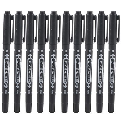 10 Pcs Tattoo Pen Tattoo Skin Marker Marking Scribe Pen Fine and Reg Tip Tattoo Stencil Markers Pen (black)