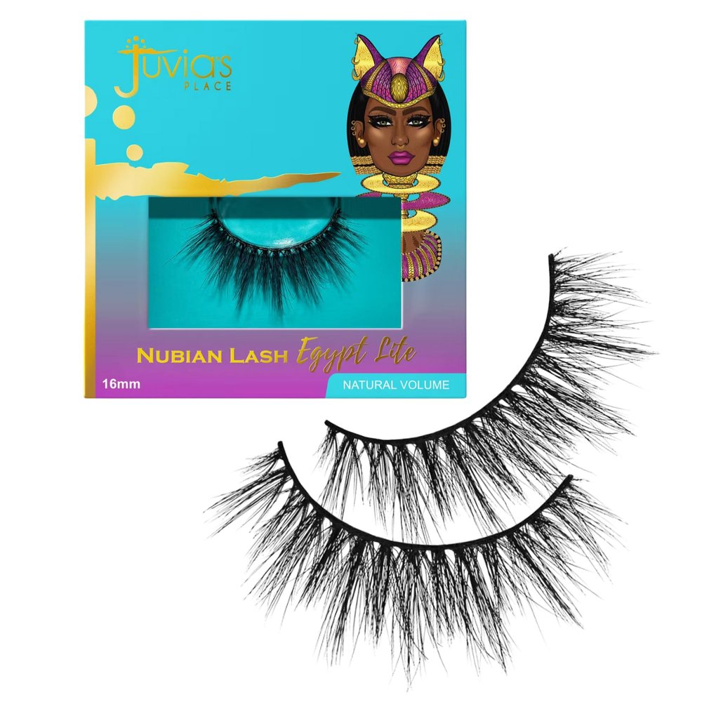 Juvia's Place Nubian Eyelashes Egypt Lite - Eyelash Extension for Day or Night Use, Vegan Mink Lashes, Cruelty-Free Fluffy Lashes, Reusable Adhesive Eyelashes, Matte Black Mink Eyelashes Natural Look