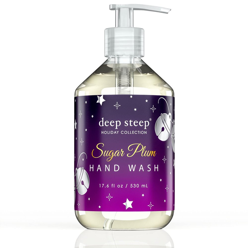 Deep Steep Liquid Hand Wash, Sugar Plum, 17.6 oz Moisturizing Cleanser with Olive Oil, Aloe Vera, Glycerin & Hyaluronic Acid Vegan, Clean Beauty, Soft & Nourished Hands