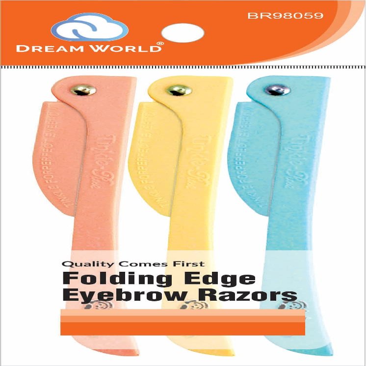 Brittny Dream World Folding Edge Eyebrow Razors 3 colors per pack (3 Packs)