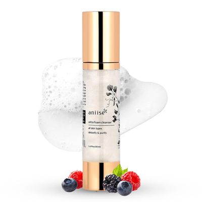 Aniise Oil to Foam Cleanser for Face  Detoxify & Purify Cleansing for All Skin Types - Loaded with Anti-Oxidants, Grape Seed, Jojoba, Almond Oils - Alcohol and Soap Free  Made in USA - 1.6 oz