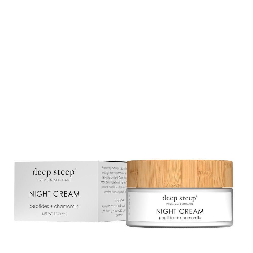 Deep Steep Night Cream, 1 oz  Hydrating Overnight Moisturizer with Rosehip Oil, Green Tea, Chamomile & Calendula  Vegan, Clean Beauty Skincare, Deep Hydration & Repair