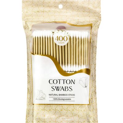 R-NEU 400 Bamboo Cotton Swabs, Dual Tipped, 3 Inch 100% Biodegradable Natural Cotton Qtips for Ears, Makeup, Cleaning, Home, Baby Care (400 Count)