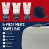 IZOD 5pc Dopp Kit Toiletry Bags Set, Travel Bag/Body Wash/Body Lotion/Face Cleaner/Mesh Sponge, Double Pull Zipper, Athletics Collection (Athletics) view 3