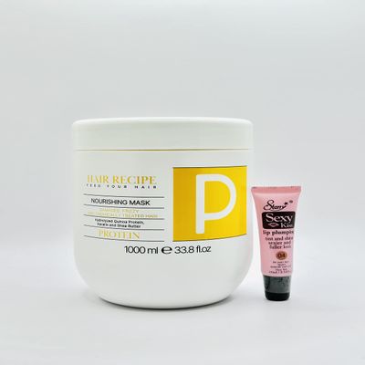 Hair Recipe Feed Your Hair Mask by Maxima 1000 ml /33.8 fl oz - Free Starry Lip Plumping Gloss 10ml (Protein- Nourishing Mask)