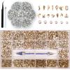 3150pcs Rhinestones Clear Face Gems Makeup Jewels Tooth Eye Diamonds+Champagne Gold Nail Rhinestones Charms Accessories Gems Stones Multi Round Shape for Nail Art Crafts DIY with Wax Pen HINABTRU view 1