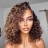 180% Density Short Bob Wig 1B4T27 Highlight Ombre Curly Wigs HD Invisible Lace Front Wig Pre Plucked Brazilian Bob Wigs For Black Women Glueless Deep Wave Human Hair Wig 16Inch view 1