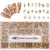 4 Bottle Micro Rhinestones Clear AB Pixie Crystals Nail Caviar Beads+Champagne Gold Nail Art Rhinestones Gems Diamonds Stones Multi Round Shape-Gold Flatback rhinestone for Crafts with Wax Pen HINABTR view 4