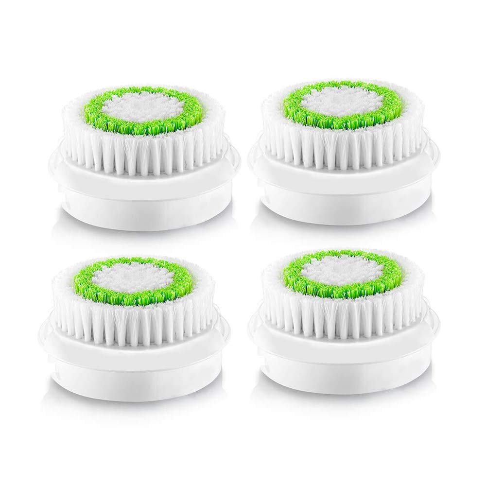 4 Pack Replacement Cleansing Brush Heads, CONVELIFE Facial Cleansing Brush Head, for Acne Prone, Clogged and Enlarged Pores Skins (Green)