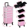 costoffs Professional Cosmetic Case on Wheels Rolling Makeup Train Box Makeup Organizer Artist Travel Storage Pink, Pink, 34 x 25.5 x 80.5cm, Traditional view 3