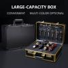 Fetcoi Barber Case Barber Carrying Case, Portable Hairdressing Tool Storage Barber Suitcase Barber Tool Box with Lock for Scissors Clippers Barber Supplies (Gold) view 2