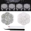 4 Bottle Micro Rhinestones Clear AB Pixie Crystals Nail Caviar Beads+2box Rhinestone Half Pearls Beads for Crafts-White Pearl for Nails Clear Face Gems Makeup Eye Jewels with Wax Pen Tweezer HINABTRU view 1