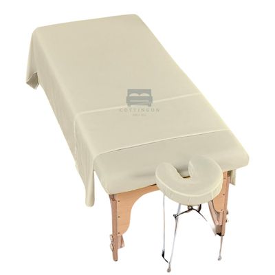 Cottingon 3 Piece Massage Table Sheet Set, 100% Brushed Premium Microfiber Ultra Light, Wrinkle free, Facial Bed Cover Fits 36" x 77" upto 7"Deep Massage Beds, Ivory
