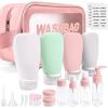 18 Pcs Travel Bottles for Toiletries Gym TSA Approved, Leak Proof with Bandage Silicone Squeezable 3oz for Toner Shampoo Conditioner Lotion Body Wash with Toothbrush Cover Tag and Wash Bag view 1