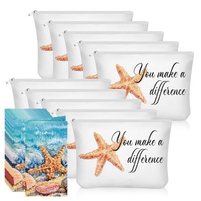 20 Pcs Employee Appreciation Gifts Bulk for Volunteer Coworkers Christmas You Make a Difference Cosmetic Bags Pouch with Starfish Motivational Cards for Teacher Office Staff