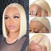10 Inches Blonde Bob Lace Front Wigs for Women 4x4 Closure Human Hair Wigs 613 Bob Wigs with Natural Hairline Glueless Thick HD Transparent Lace Frontal Wigs Pre Plucked with Bleached Knots 150 Denisty view 2