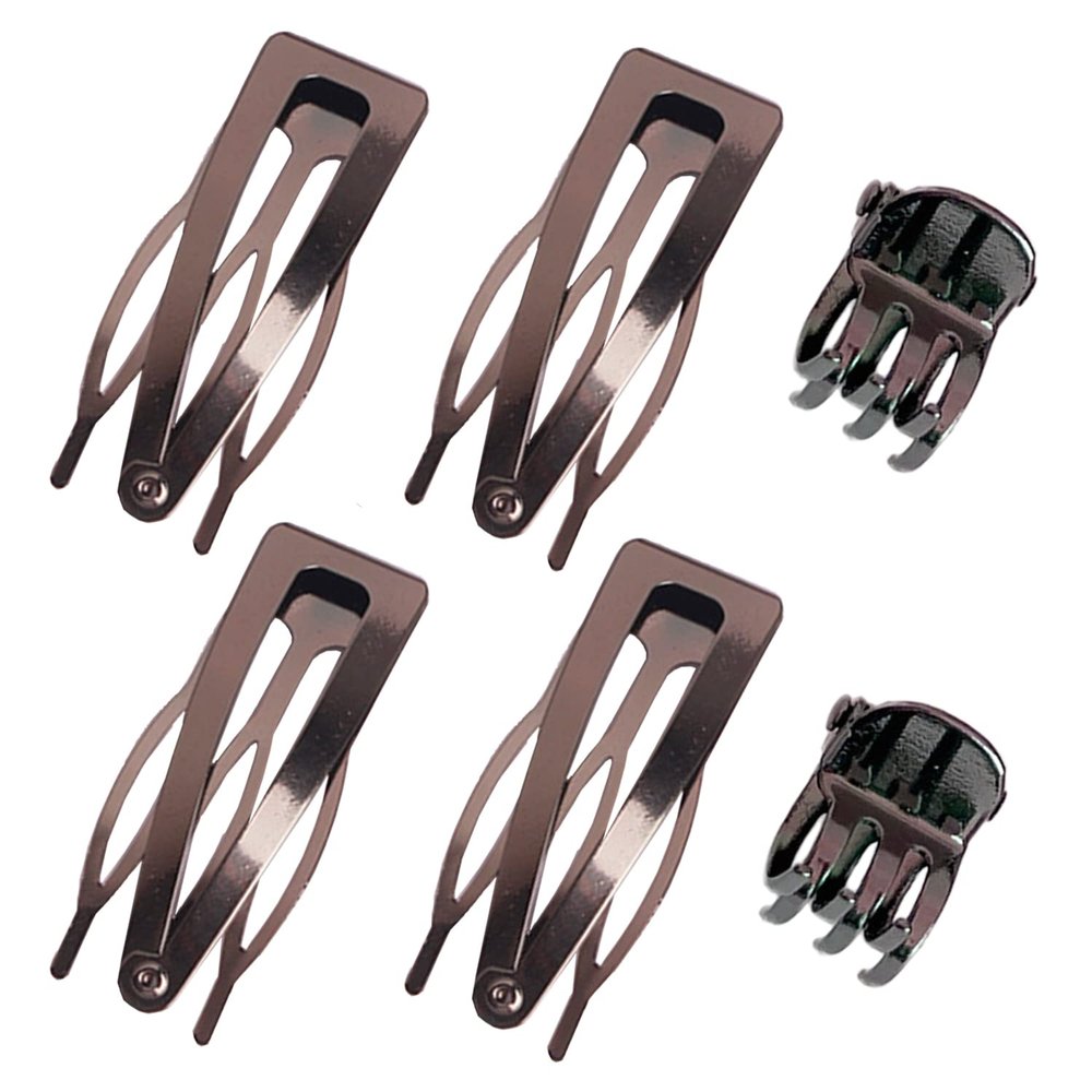 Hann 24 Pieces Double Grip Hair Clips + 2 Claw Hair Clips Metal Snap Hair Clips Hair Barrettes for Hair Making, Salon Supplies (Metal Gray)