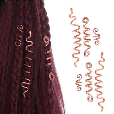 Chamvino 6PCS Dreadlocks braid hair loops Retro spinning spiral hairpin Dreadlocks Beads Braiding Hair Decorations Hair Jewelry for Women(Rose gold)
