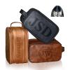ELULAE Personalized Leather Toiletry Bag for Men, Large Capacity Toiletry Travel Bag, PU Leather Waterproof Shaving Dopp Kit, Travel Essentials Customized Gifts for Husband, Groomsmen, Father's Day view 1