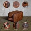 ELULAE Personalized Leather Toiletry Bag for Men, Large Capacity Toiletry Travel Bag, PU Leather Waterproof Shaving Dopp Kit, Travel Essentials Customized Gifts for Husband, Groomsmen, Father's Day view 3