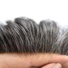 Mens Toupee Hairpiece European Human Hair Replacement Systems Undetectable French Lace Front Bleached Knots Natural Hairline Thin Skin Base Grey White Black Brown Blonde Hair Piece Male Wig Units (8X10-120% MEDIUM LIGHT TO MEDIUM DENSITY, #1B80 1B# O view 3