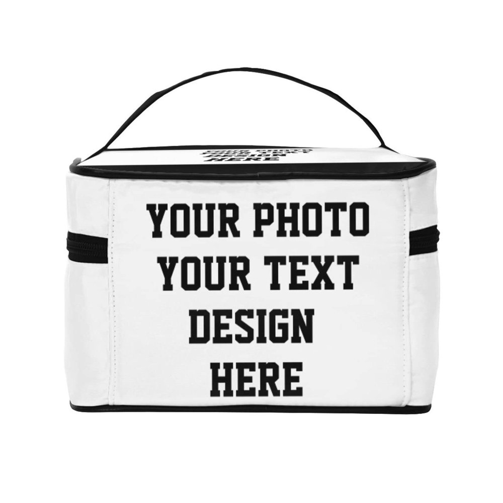 Adaptor Custom Personalized Makeup Bag Travel Design Your Own Large Cosmetic Bag Case Organizer Pouch with Mesh Bag Brush Holder Make Up Toiletry Bags for Women