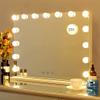 Bitity Vanity Makeup Mirror with Lights,10X Magnification,Large Hollywood Lighted Vanity Mirror with 15 Dimmable LED Bulbs,3 Color Modes,Touch Control,Tabletop or Wall-Mounted(23in), White view 1