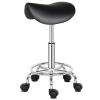 Kcelarec Saddle Stool with Foot Rest PU Leather Swivel Adjustable Rolling Stool with Wheels Facial Salon Chair (Black) view 1