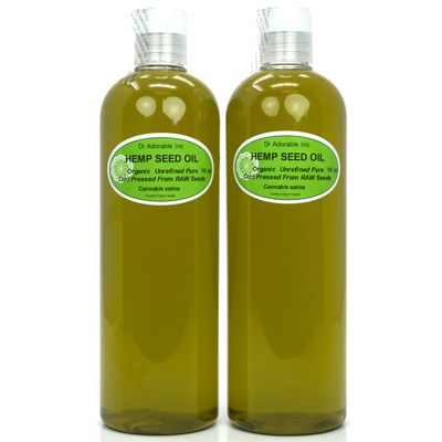 Dr Adorable - 32 oz - Hemp Seed Oil UNREFINED - 100% Pure Natural Cold Pressed Organic (2 of 16 oz)