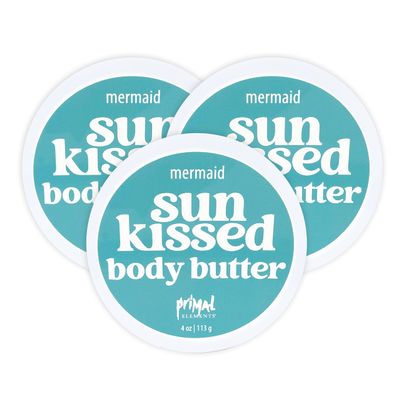 Primal Elements Sunkissed Body Butter with Coconut Oil, Shimmering Moisturizer for Ultimate Hydration and Nourishment, Suitable for All Skin Types, Instant Glow Mermaid, 3 pack (4 oz each)