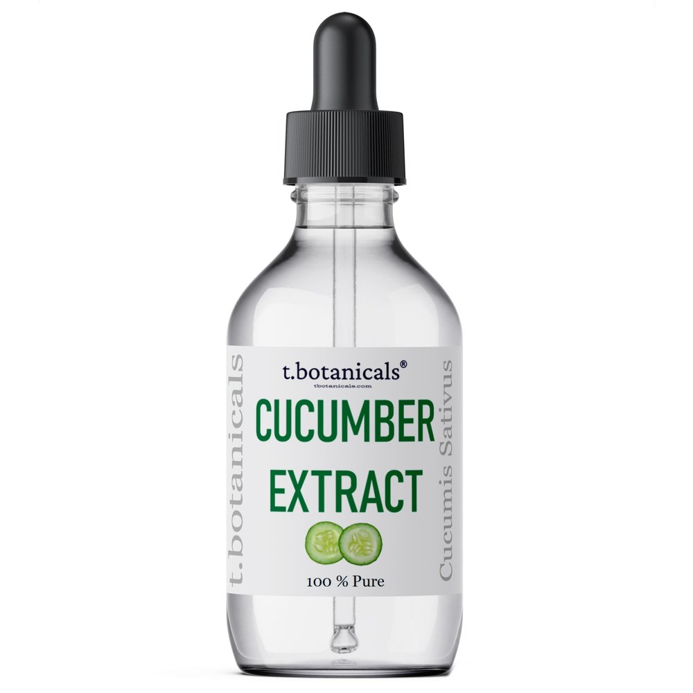 t.botanicals Pure Cucumber Extract Liquid Glycerite Alcohol Free Serum for Face Wash Mask Body Cosmetic Formulations and Skin Care Cream, Lotion, Shampoo, Conditioner Recipes (4 oz.)