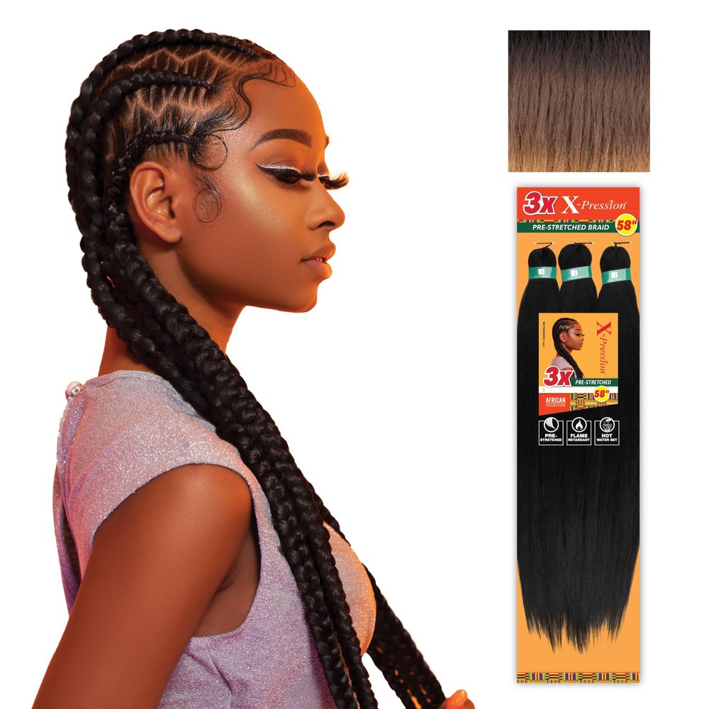 Sensationnel X-pression prestretched braiding hair - 3x braid 58 inch all kanekalon flame retardant synthetic braid for box braids and twists (1 pack, 3T2/30/27)