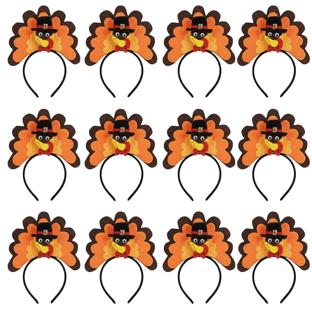 PMU Thanksgiving Tom Turkey Headband for Thanksgiving Party Costume Accessories for Adults (12/Pkg) Pkg/1