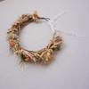 Autumn Dried Flower Crown - Darling Halo Style Headband in Organic Naturally Dried Flowers in Mustard Yellow, Blush and Cream (Bridal Set) view 2