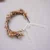 Autumn Dried Flower Crown - Darling Halo Style Headband in Organic Naturally Dried Flowers in Mustard Yellow, Blush and Cream (Bridal Set) view 3