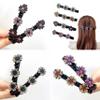 8PCS Sparkling Crystal Stone Braided Hair Clips for WomenFour-Leaf Clover Chopped Hairpin Duckbill ClipMulti Clip Hair BarretteTriple Hair Clips with Rhinestones for Sectioning ((B+D)) view 3