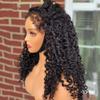 13X6 Deep Parting HD Lace Frontal Wigs Kinky Curly Wig With Curly Edege Human Hair For Black Woman 180% Density Full End Deep Wave Brazilian Hair Glueless Curly Baby Hair Lace Front Wig 14" view 1